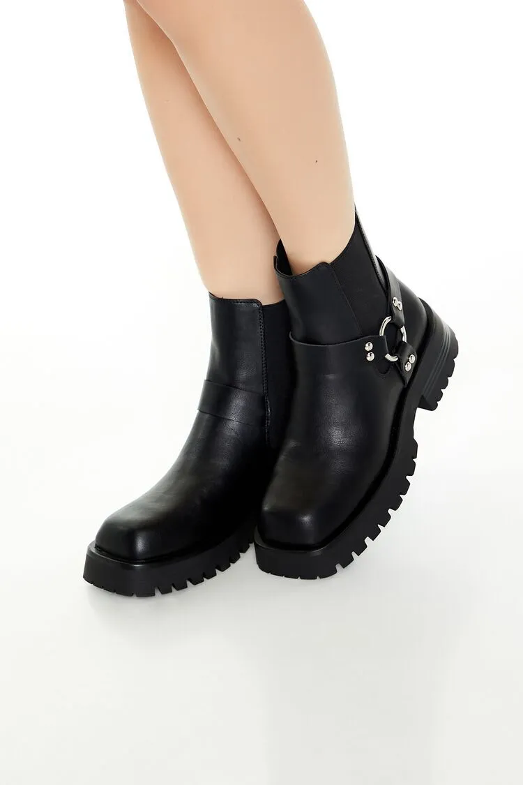 Studded Faux Leather Booties