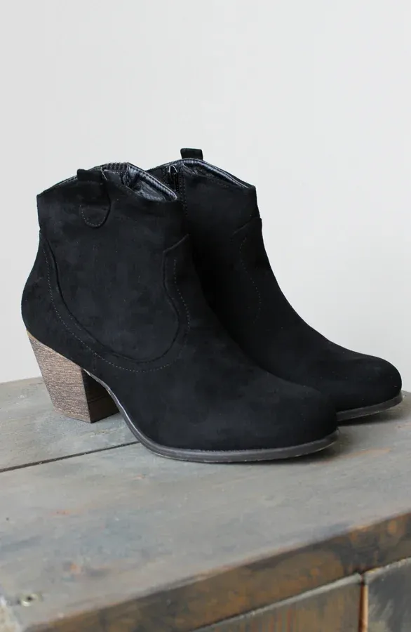 Suede Booties Black