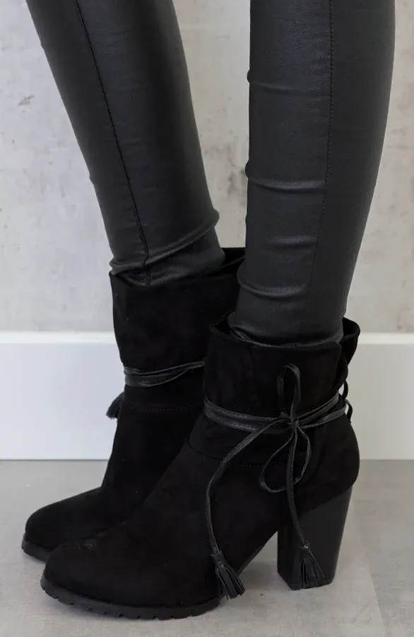 Suede Wrap Me Booties Black