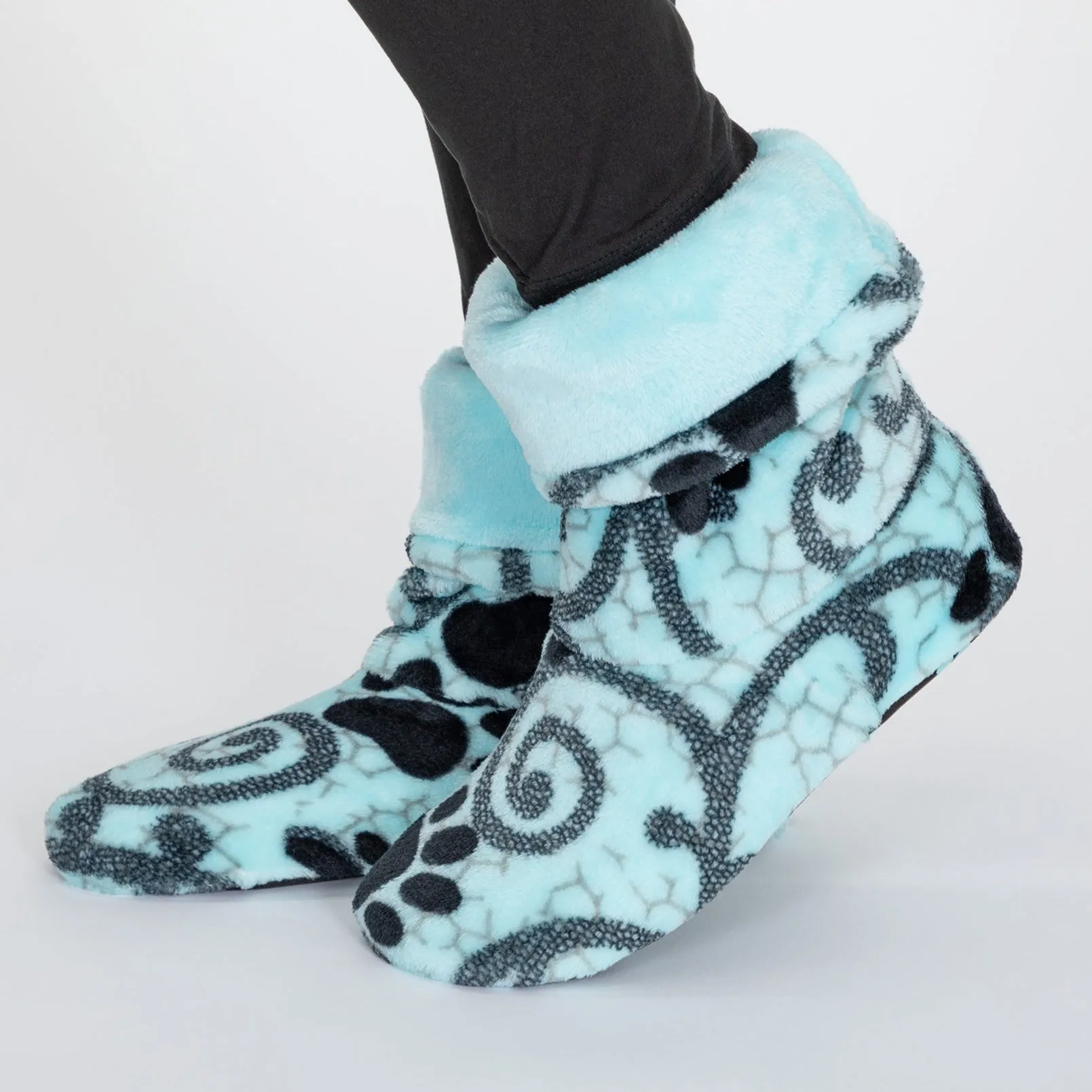 Super Cozy&trade; Paw Print Fleece Slipper Booties