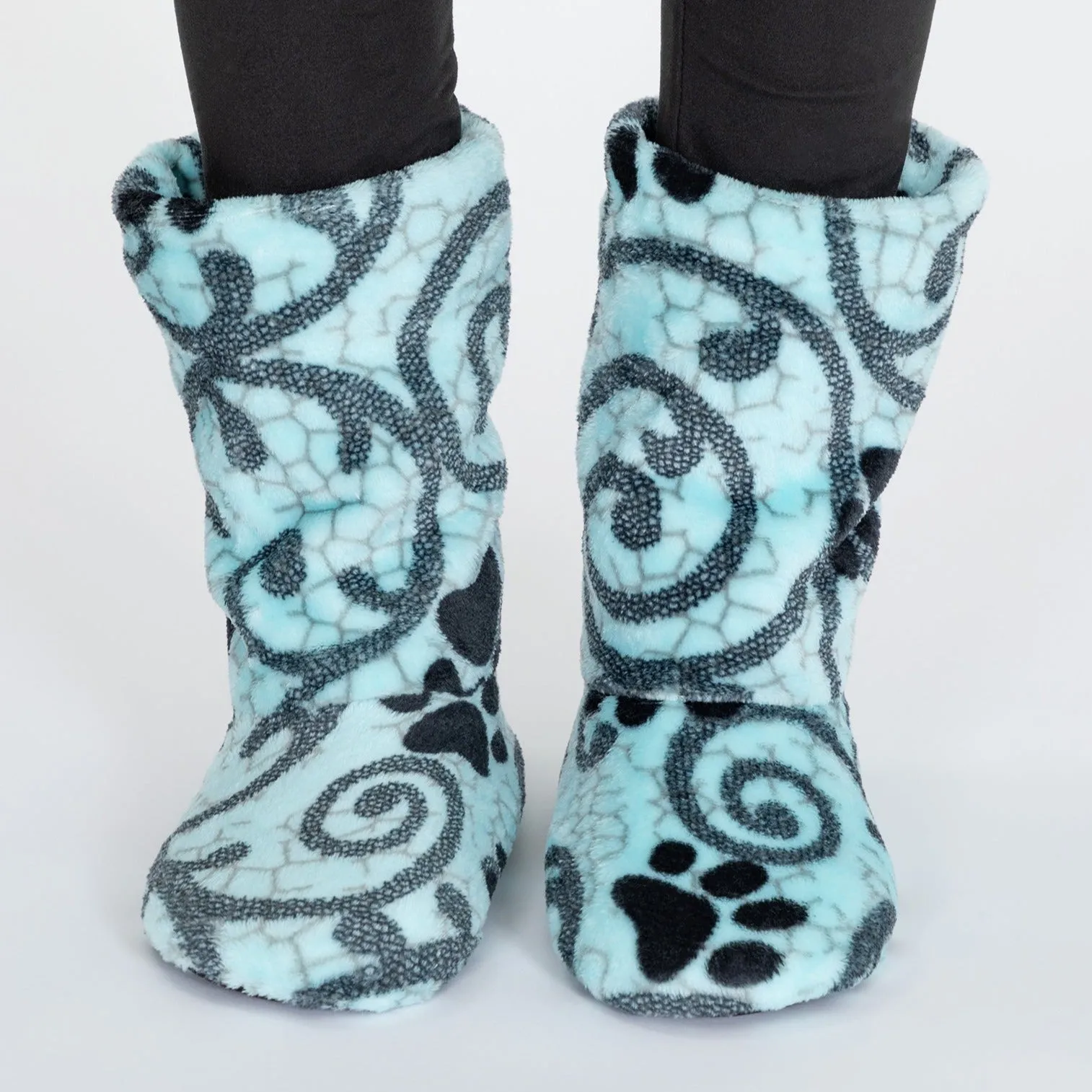 Super Cozy&trade; Paw Print Fleece Slipper Booties