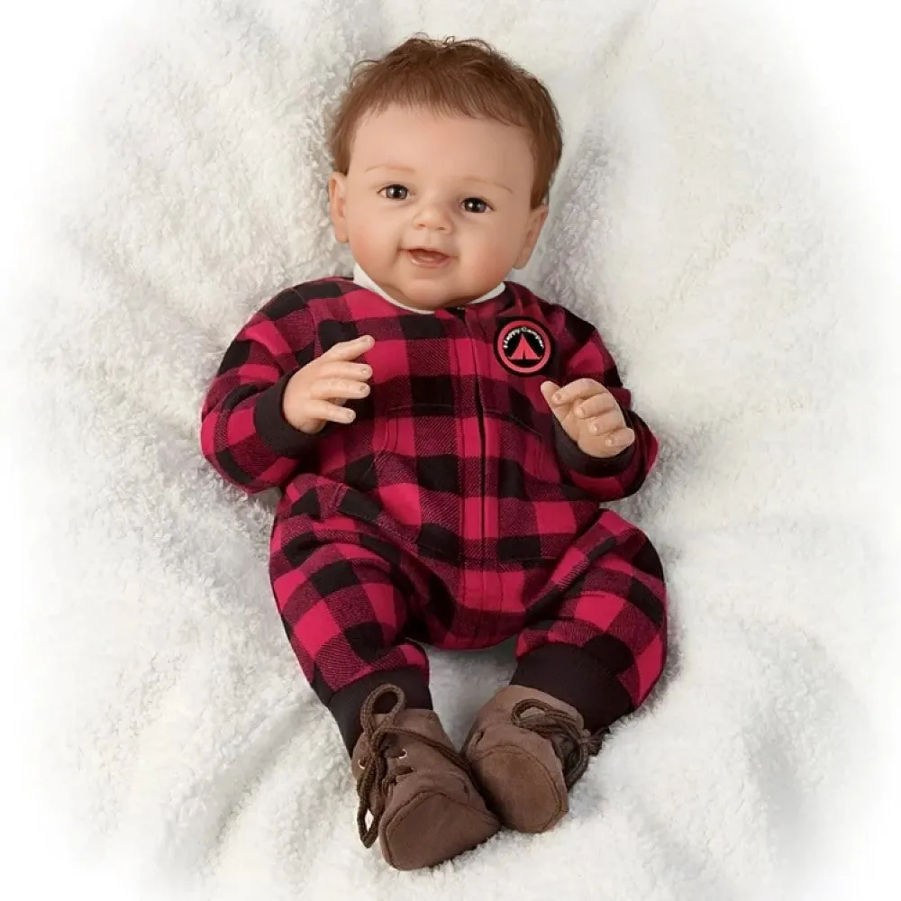 The Ashton-Drake Galleries So Truly Real Happy Camper RealTouch Vinyl Baby Doll with Custom Fleece Sleeping Bag by Sherry Rawn 17-inches