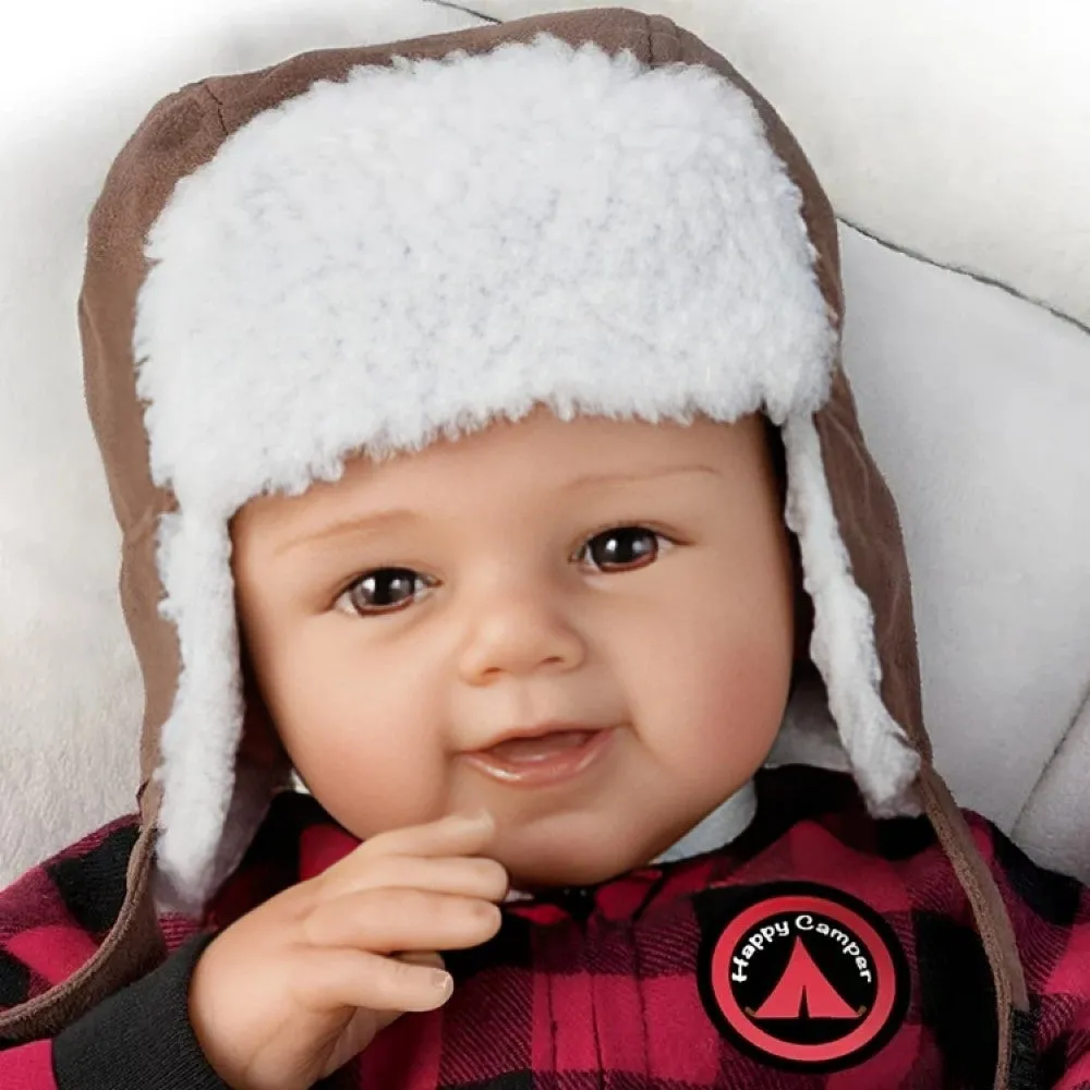 The Ashton-Drake Galleries So Truly Real Happy Camper RealTouch Vinyl Baby Doll with Custom Fleece Sleeping Bag by Sherry Rawn 17-inches