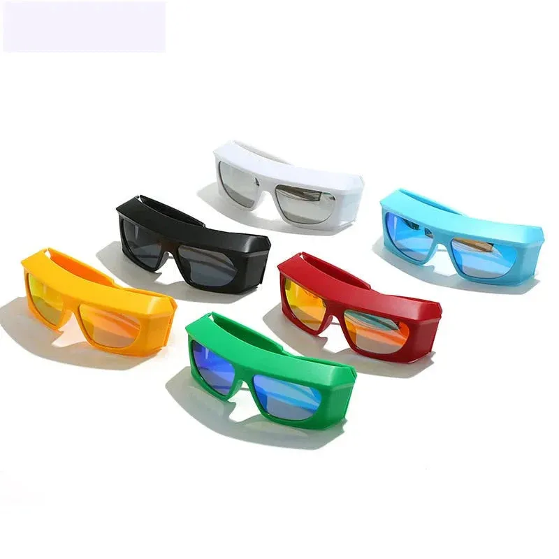 Unisex Steampunk Sports UV400 Shades Oversized Rectangle Sunglasses