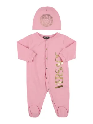 Versace   Cotton jersey romper &amp; hat 