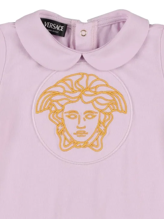 Versace   Embroidered Medusa cotton jersey romper 