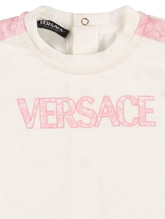 Versace   Printed cotton jersey romper &amp; hat 