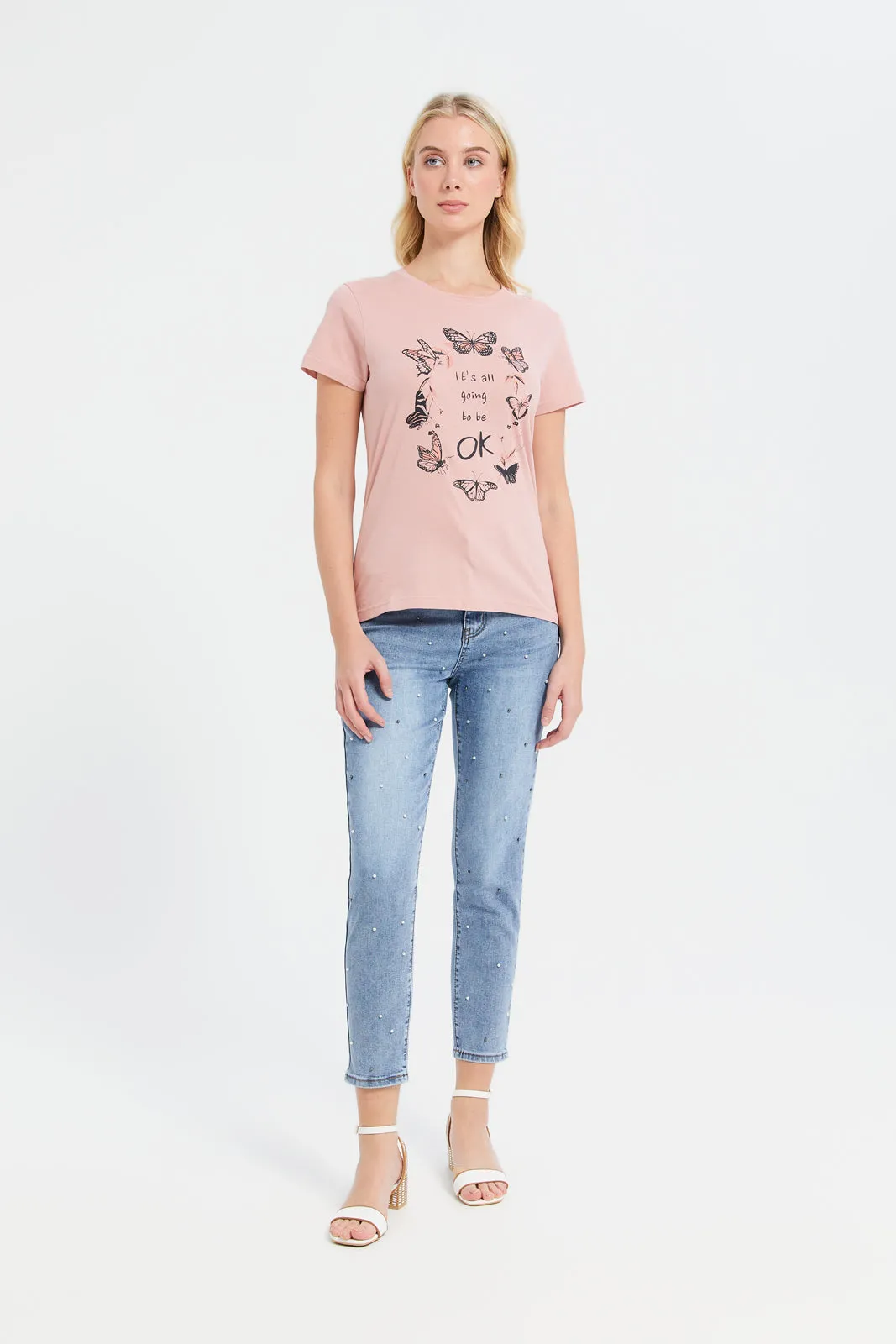 Women Pink Printed T-Shirt