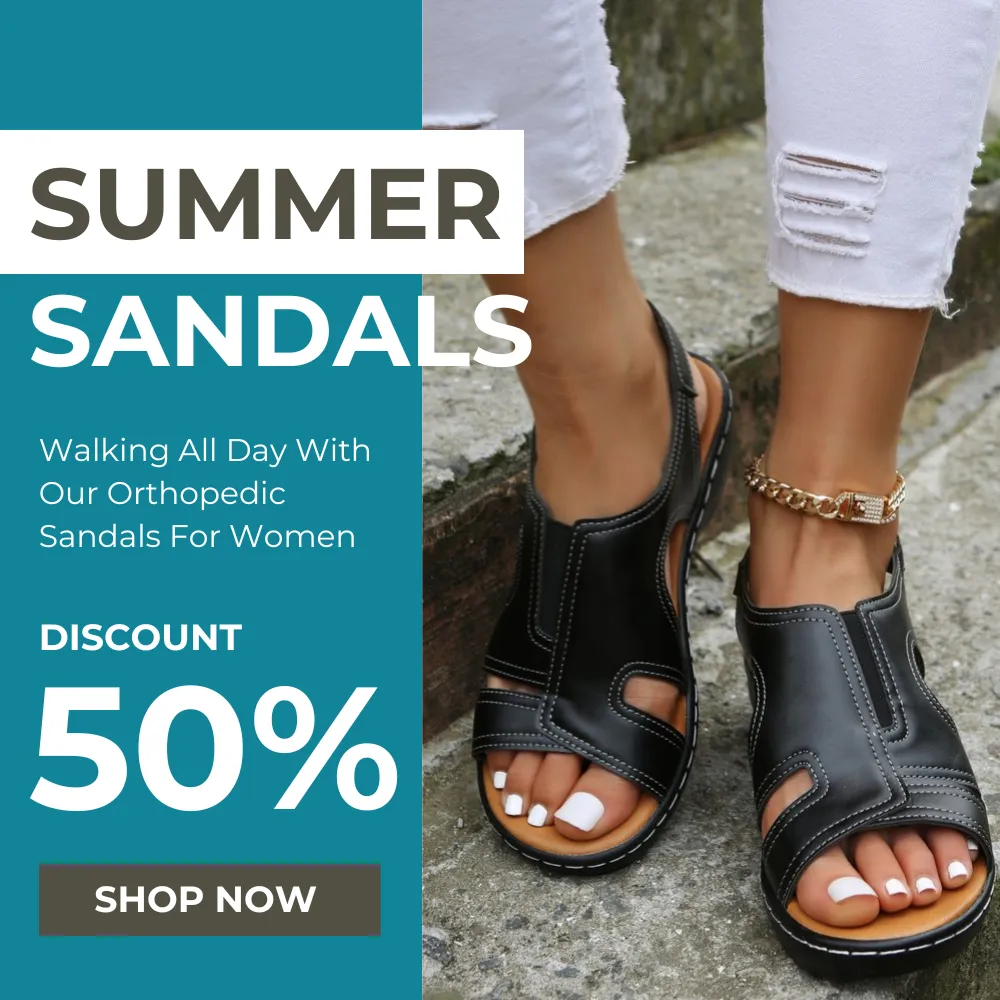 Women's Open Toe Leather Orthopedic Non-Slip Comfy Wedge Sandals