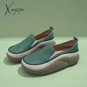 Xajzpa - New Platform Flats Loafers Women Shoes Autumn Spring Fad Sports Pu Leather Walking Running Sneakers Round Toe Mujer Zapatos